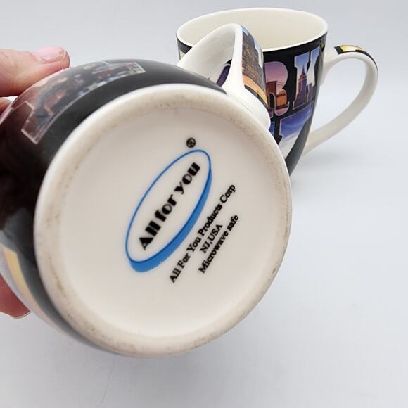 Vtg New York City Coffee Mug Cup 2 Pair Souvenir All For You Retro City Graphics - Picture 5 of 15